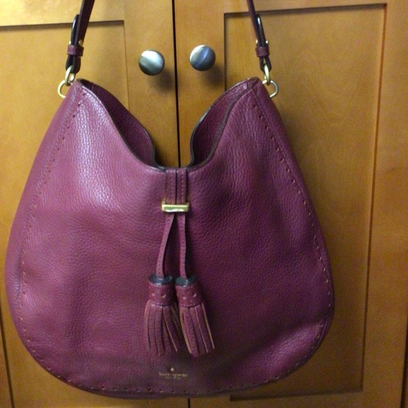❌SOLD❌ Kate Spade James St. Nori Dark Magenta Leather Hobo Bag - Picture 7 of 11